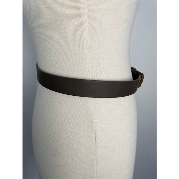 Olive Green Belt Kids Size XL Faux Leather Gold One Prong Buckle Solid Belt - Picture 6 of 10